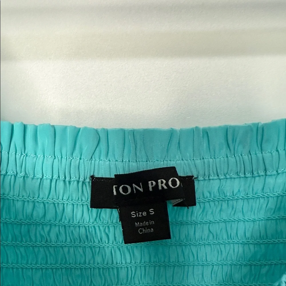 Boston Proper Blue Smocked Women's Long Sleeve Top Size Small
